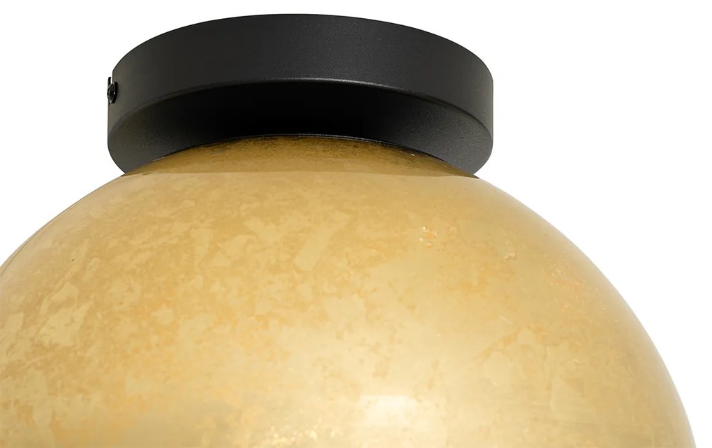 Дизайнерски таванна лампа черна със златно стъкло - Bert