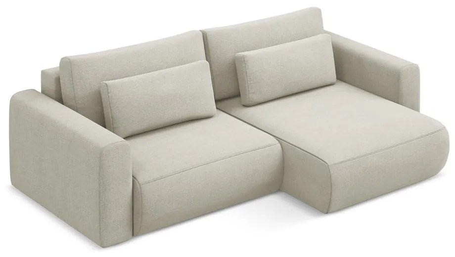 Бежов разтегателен ъглов диван с място за съхранение (десен ъгъл) Kapua – Makamii