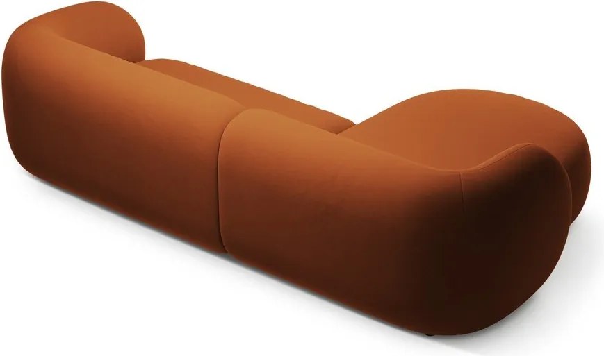 Теракотен кадифен ъглов диван (ляв ъгъл) Kate – Micadoni