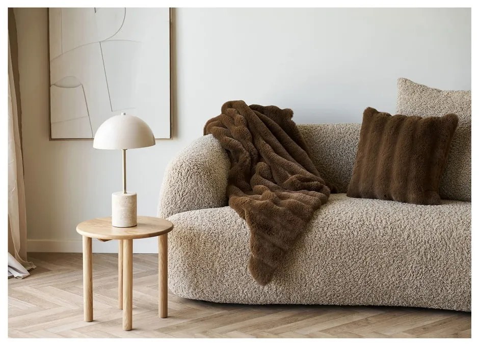 Кафяво одеяло от изкуствена кожа 130x180 cm Galena – House Nordic
