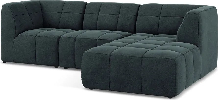 Син кадифен ъглов диван (десен ъгъл) Aloha – Makamii