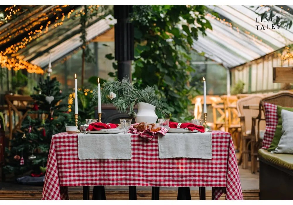 Ленена покривка за маса 140x300 cm Red Gingham – Linen Tales