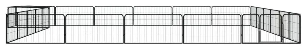 Заграждение за куче черно 24 панела 100x50 см прахово боядисано Sloan