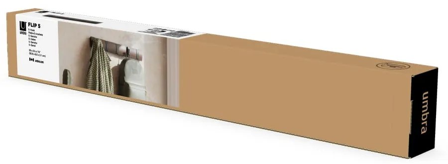 Тъмнокафява стенна закачалка от масивна топола Flip – Umbra