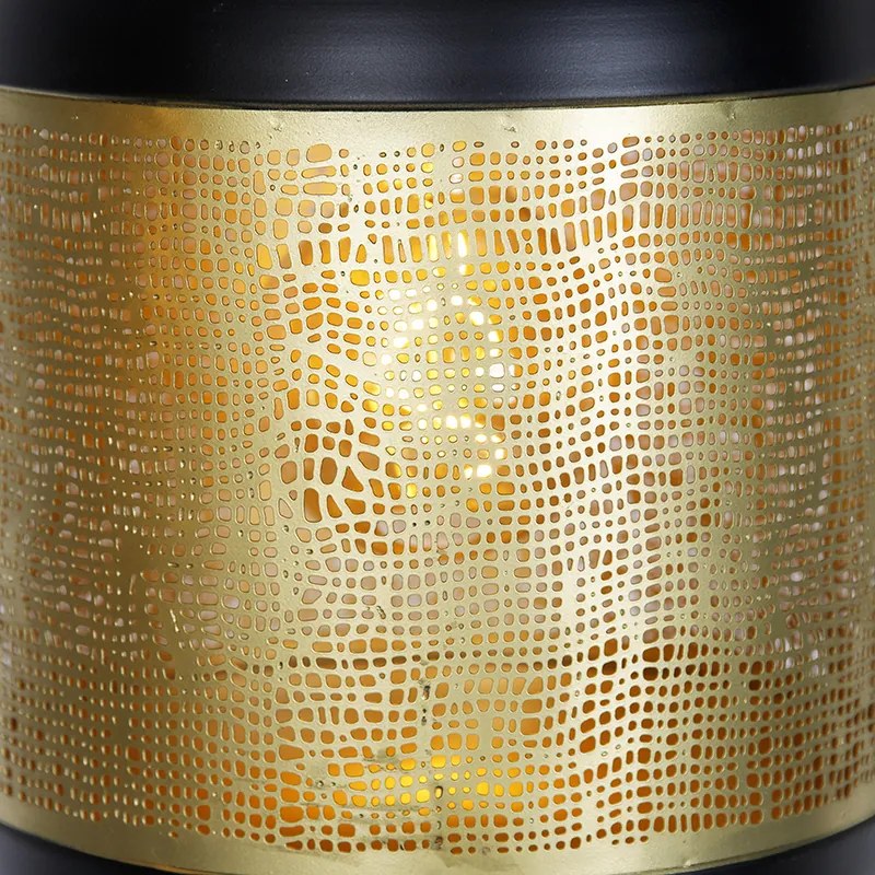 Винтидж висяща лампа черна с месинг овална 3-светлина - Kayleigh