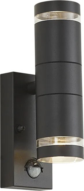 Модерна външна стенна лампа черна 2-светлини IP44 със сензор за движение - Dubbla