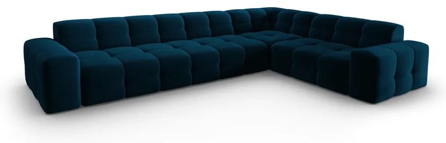 Тъмносин ъглов диван от кадифе (десен ъгъл) Kendal - Micadoni Home