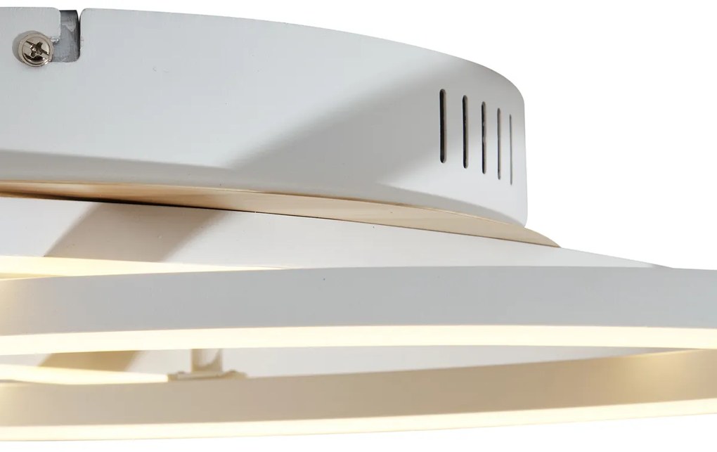 Таванна лампа бяла с дърво, включваща LED 3-степенно димиране 2-лампи - Kane