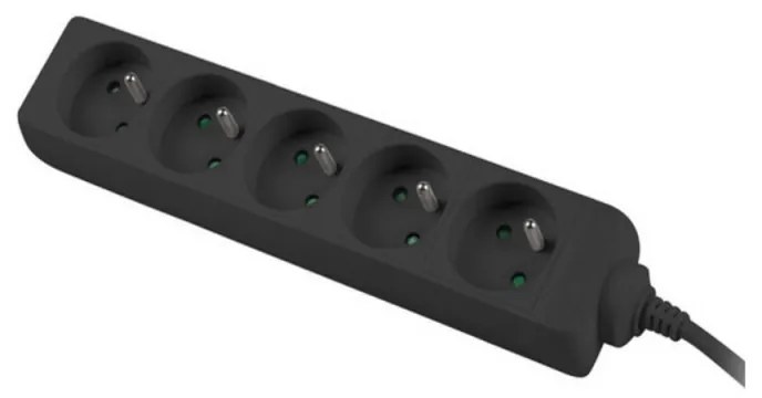 Разклонител LANBERG, 2500W, 1.5 метра, 5 контакта, Защита за деца, Черен