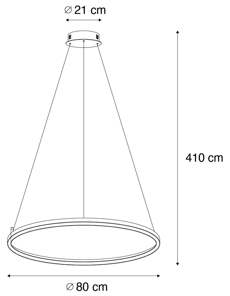 Висяща лампа черна 80 см с LED 3-степенно димиране - Girello