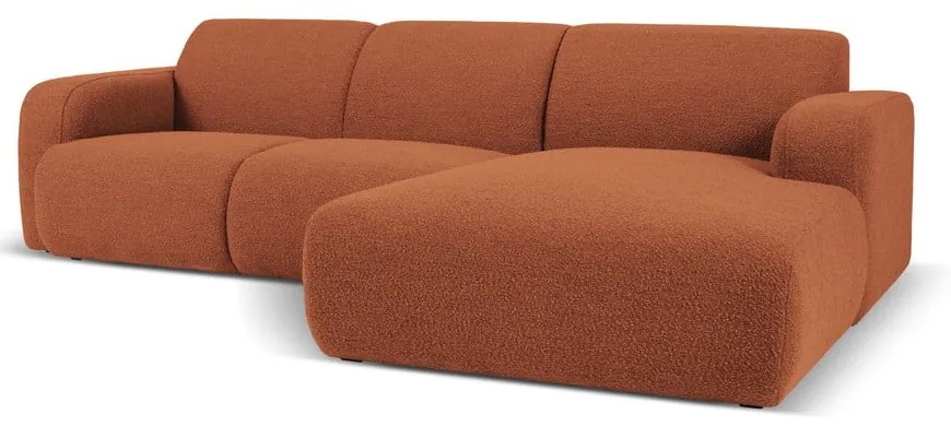 Кафяв ъглов диван от плат букле (десен ъгъл) Molino - Micadoni Home