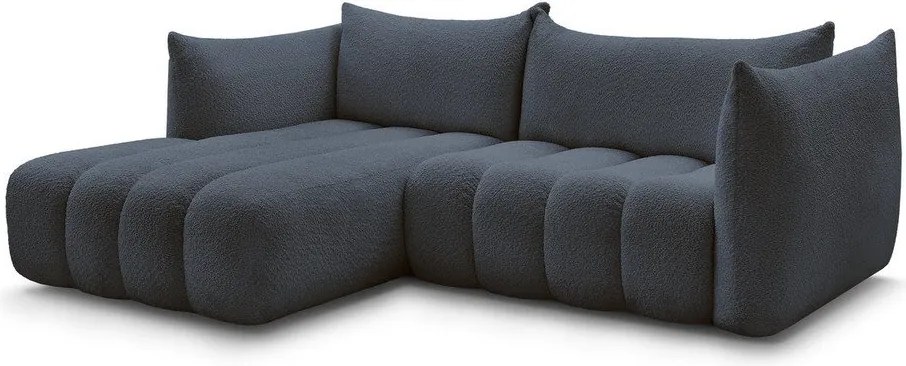 Тъмносин ъглов диван от прежда с примки от букле (ляв ъгъл) Azra – Bobochic Paris