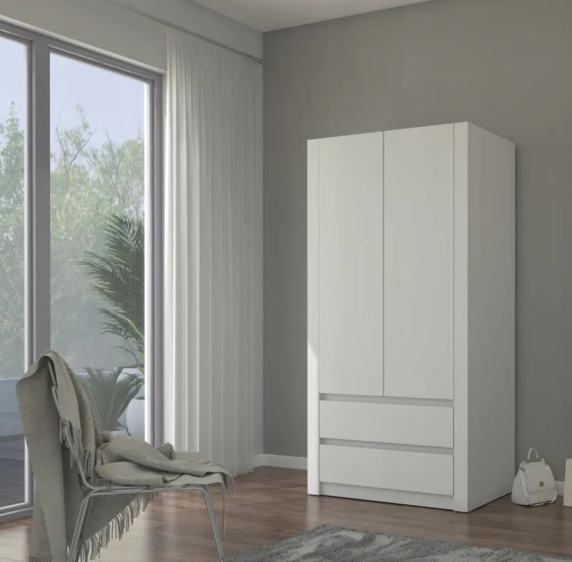 Модерен гардероб с две врати MODERN B20 180 x 90 x 55 cm - различни цветови варианти Бял