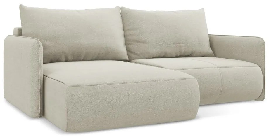 Кремав разтегателен ъглов диван с място за съхранение (ляв ъгъл) Nanea – Makamii