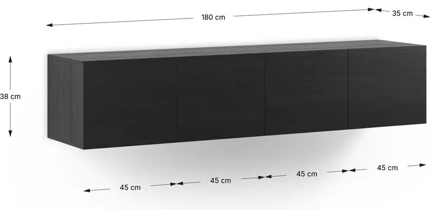 Черна маса за телевизор 180x38x35 cm Daroca – Marckeric