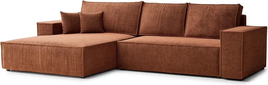 Шенилов сгъваем/с място за съхранение ъглов диван в меден цвят (ляв ъгъл) Maze – Maison de Rêve