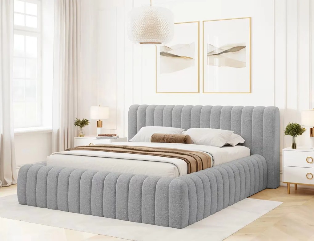 Тапицирано легло Carlito-Светлосиво-140 x 200