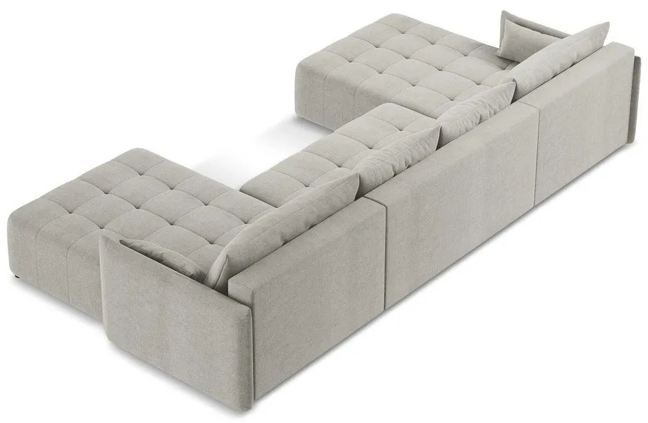 Светлосив разтегателен ъглов диван с място за съхранение (U форма) Moku – Makamii