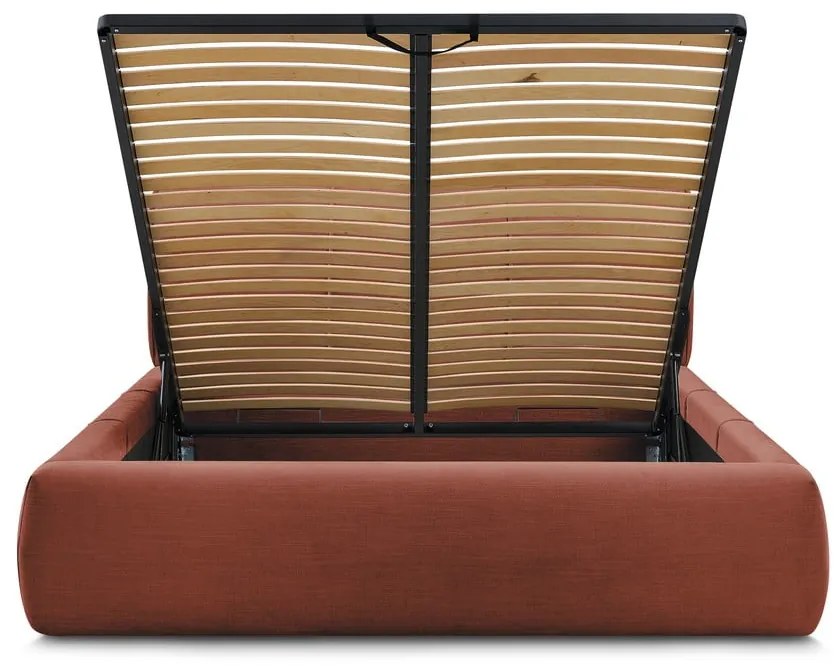 Оранжево тапицирано двойно легло с място за съхранение с решетка 180x200 cm Vernon - Bobochic Paris