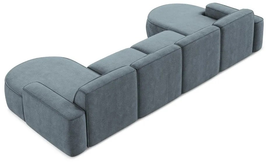 Сиво-син шенилов ъглов диван (U форма) Omao – Makamii