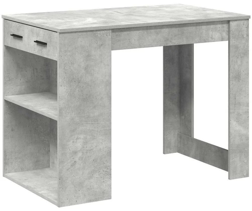 858689 vidaXL Бюро с чекмедже&рафт бетонно сив 102x62x77,5 см инженерно дърво