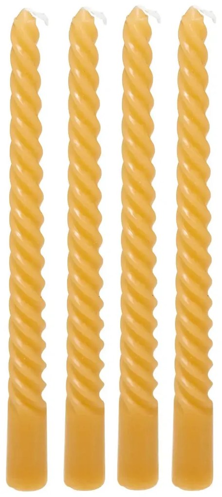 Свещи без аромат atmosphera Hugo, 25 cm, 4 бр - Жълт