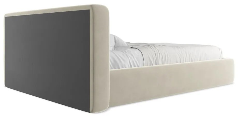Кремаво двойно тапицирано легло с място за съхранение и включена подматрачна рамка 180x200 cm Kiana – Makamii