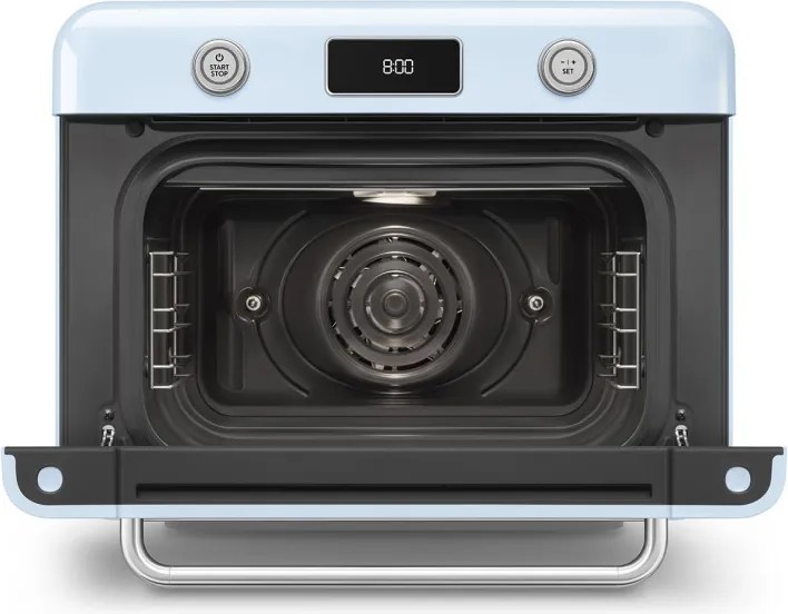 Мини фурна с комбинирана пара Smeg COF01PBEU, 1800 W, 10 функции, LCD дисплей, 40-230C, Пастелно синя