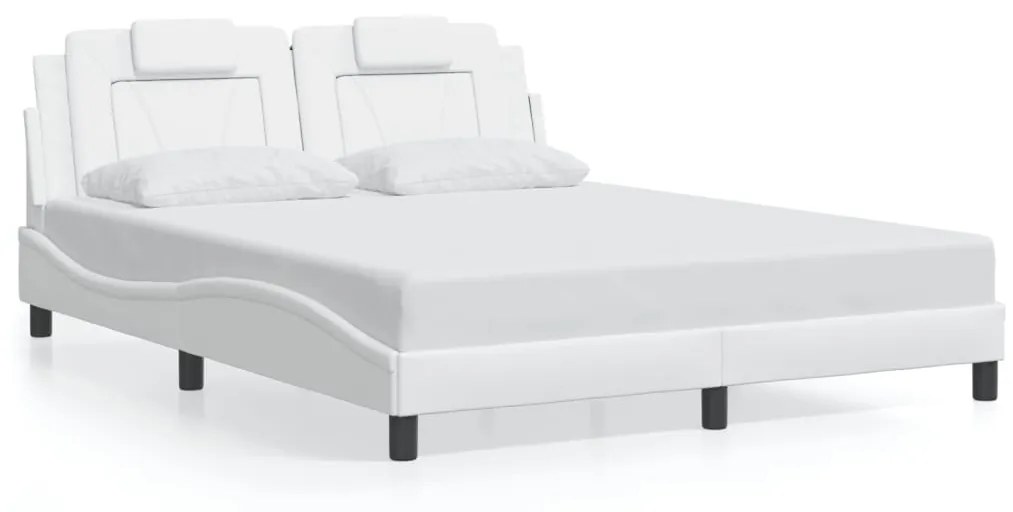3208104 vidaXL Рамка за легло Viana без матрак, бяла, 160x200 см, изкуствена кожа
