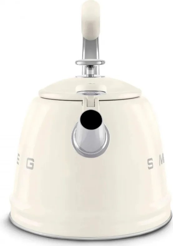 Свирещ чайник Smeg WKF01CR, 2.3 л, Индукция, Ненагряваща се дръжка, Стомана, Крем