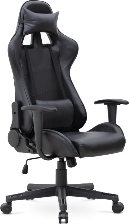 Офис игрално столче Alonso от PU кожа в черен цвят 67x70x125/135см.