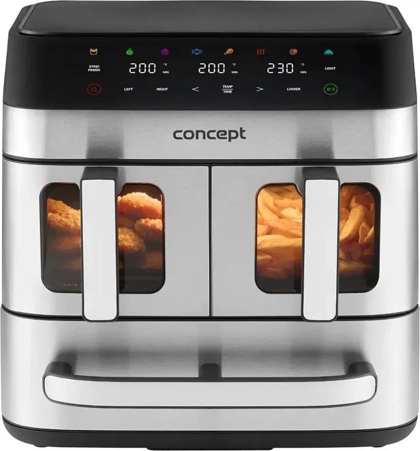 Concept FR9000 - Въздушна фритюрница PIZZA TRIO 18,5 л, 2700 W / 230 V, неръждаема стомана/черна