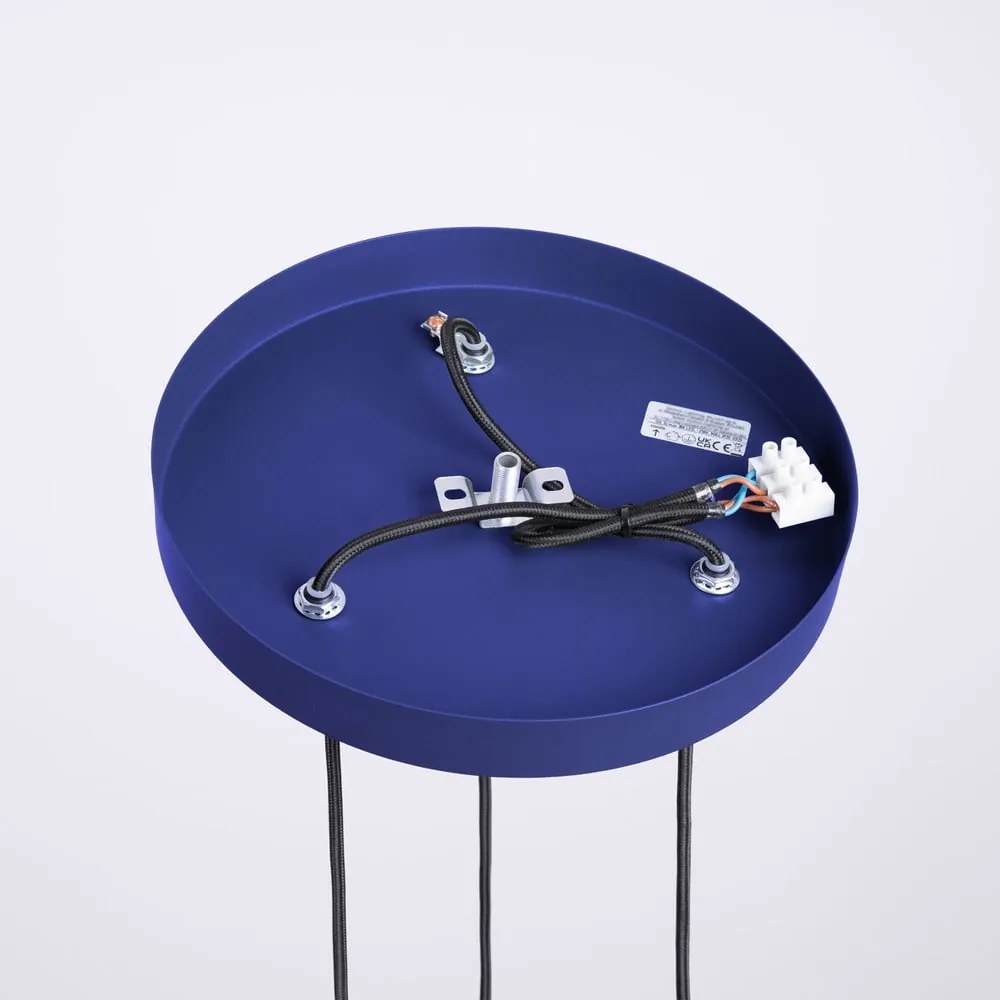 Тъмносиньо висящо осветително тяло със стъклен абажур ø 25 cm Orbital – Sollux