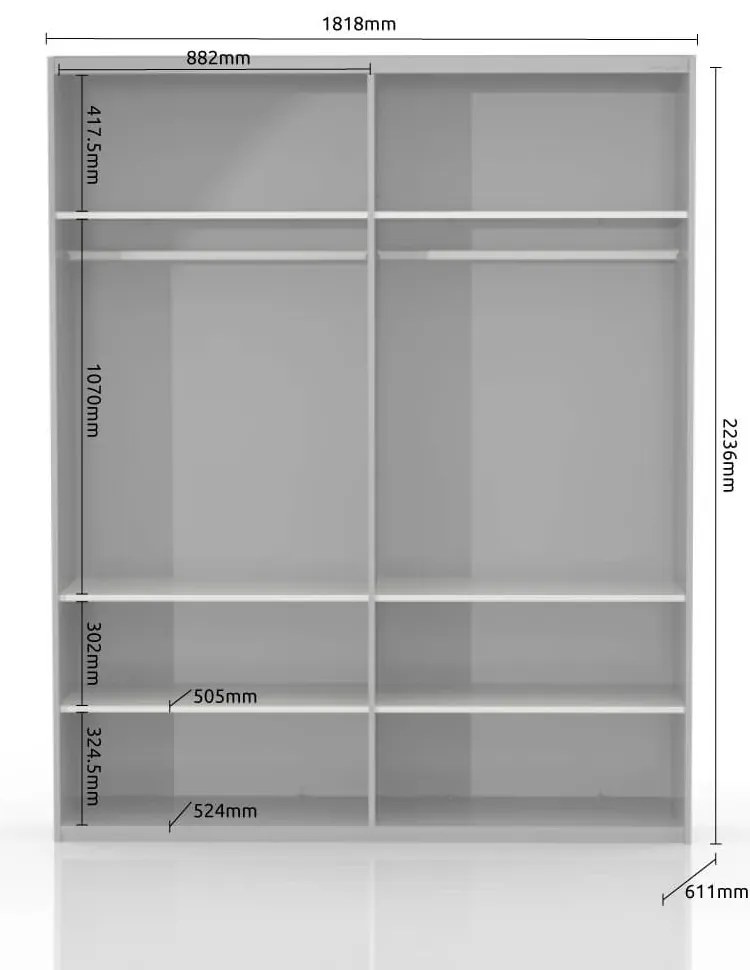 Гардероб с плъзгащи врати Realm 180 с огледало-бежов