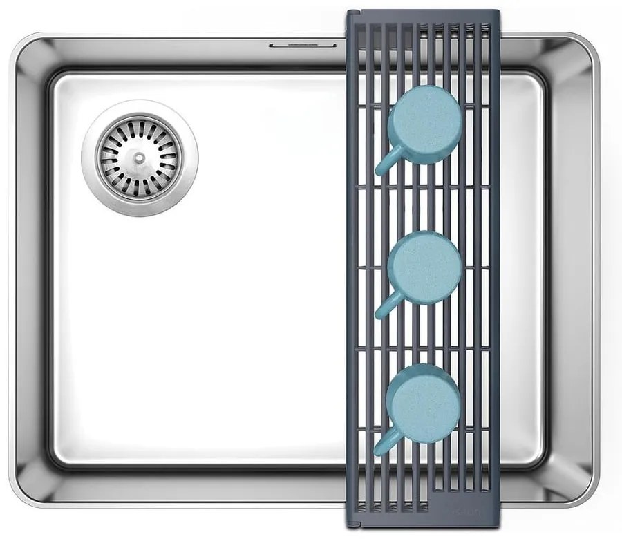 Сива регулируема пластмасова решетка за оттичане за мивка 43x13 cm Platform – Joseph Joseph