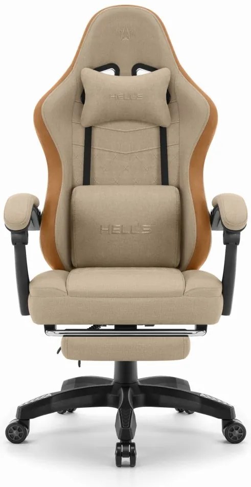 Удобен геймърски и офис стол HC-1015 с поставка за крака - бежов