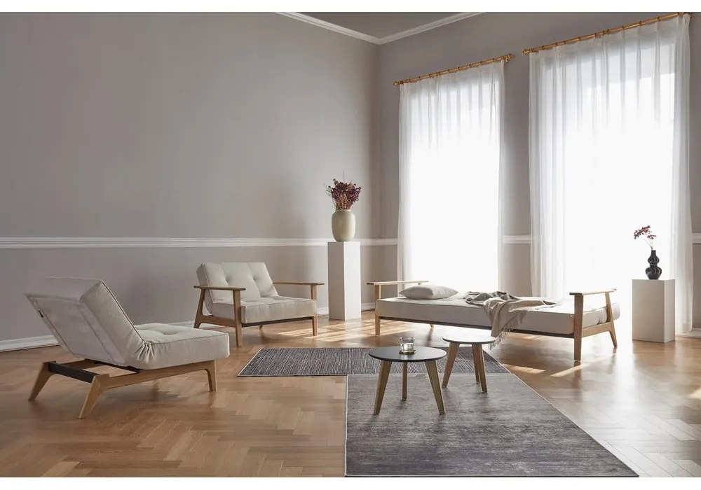 Оранжев разтегателен диван с дървени подлакътници Splitback - Innovation