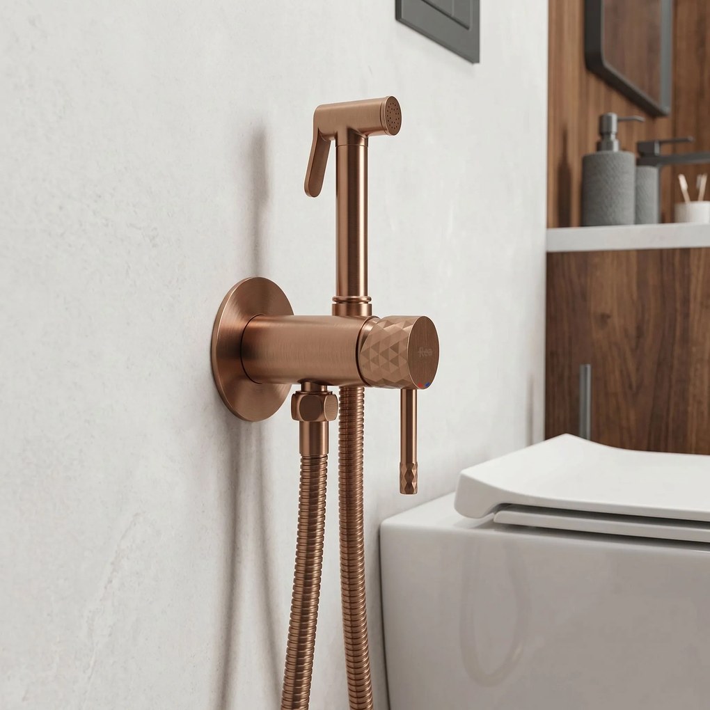 Смесител за биде Rea Lungo Loop Diamond Brush Copper