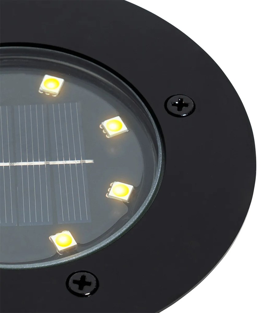 Комплект от 6 наземни прожектора черни с LED IP65 соларен - Terry