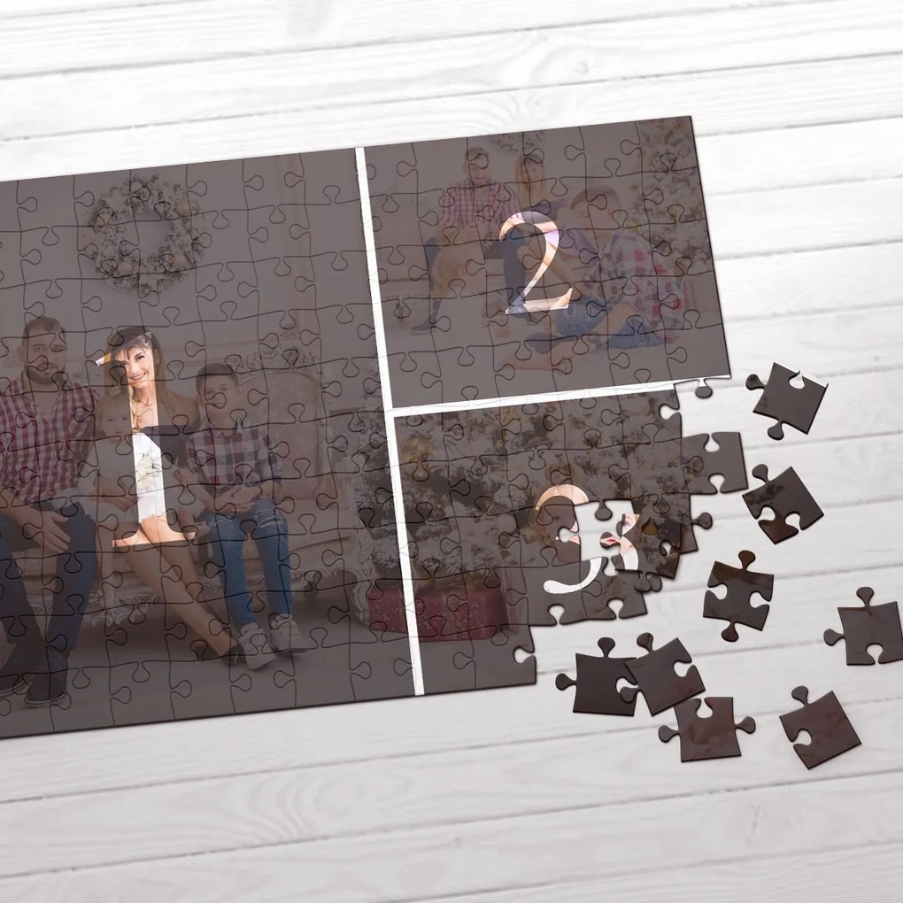 Картонен пъзел А4  с три ваши снимки – Любов