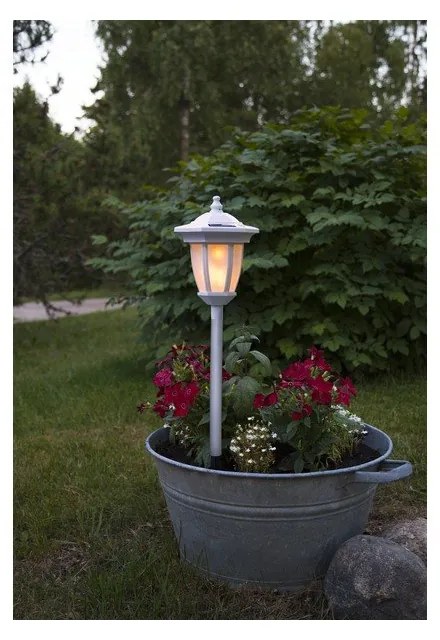 Бяло външно слънчево LED осветително тяло Flame - Star Trading