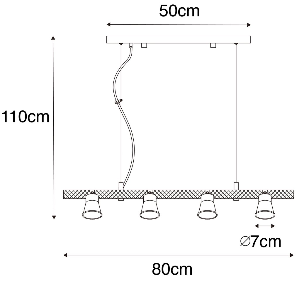 Ръстичен висящ аплик черен с дърво 8-светлина - Jelle