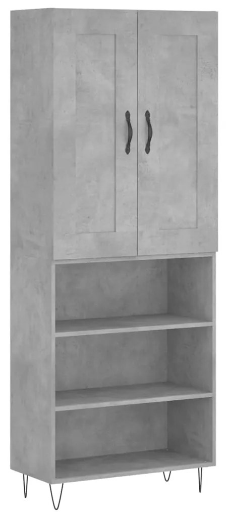 3200101 vidaXL Висок шкаф, бетонно сив, 69,5x34x180 см, инженерно дърво