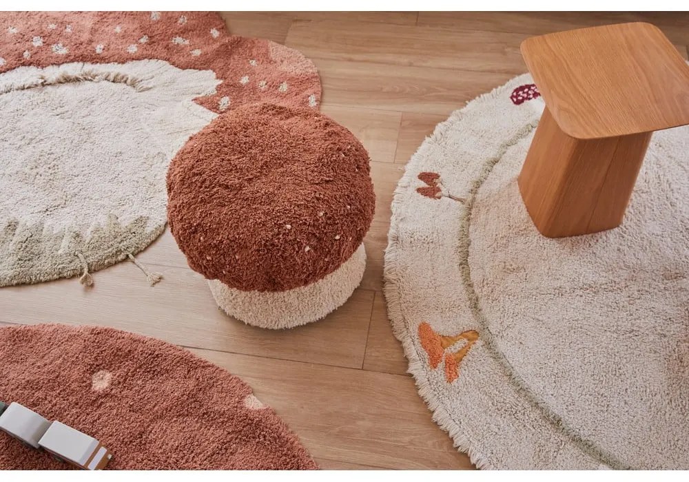 Детски пуф в тухлен цвят/кремав Boletus – Lorena Canals