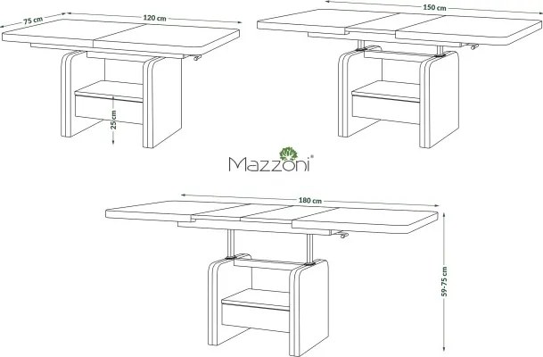 ЛЕКСУС Дъб Артизан/Бежов (Шампанско) - МОДЕРНА РАЗТЕГАТЕЛНА ХОЛНА МАСА С ПОВДИГАЩ МЕХАНИЗЪМ