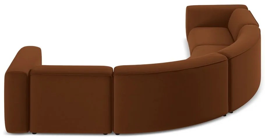 Оранжев/кафяв кадифен ъглов диван Ekahi – Makamii