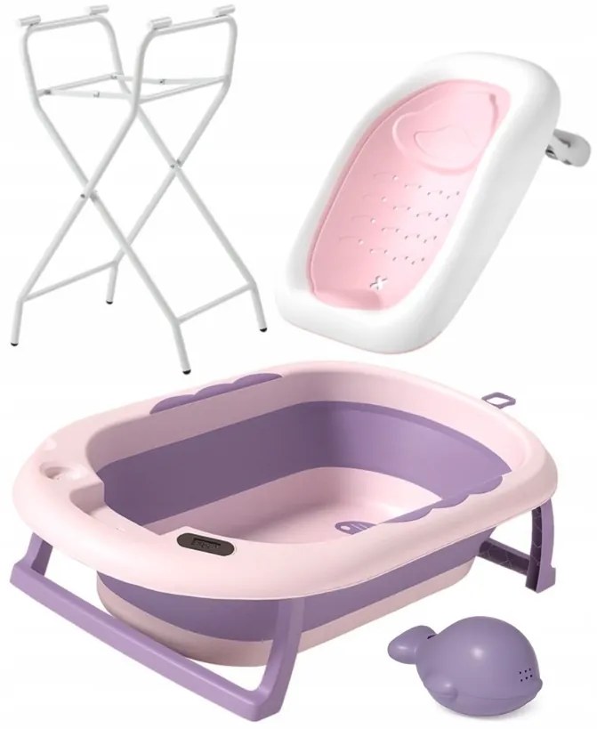 Сгъваема бебешка вана VAIANA PREMIUM с шезлонг и стойка - повече цветове Сив