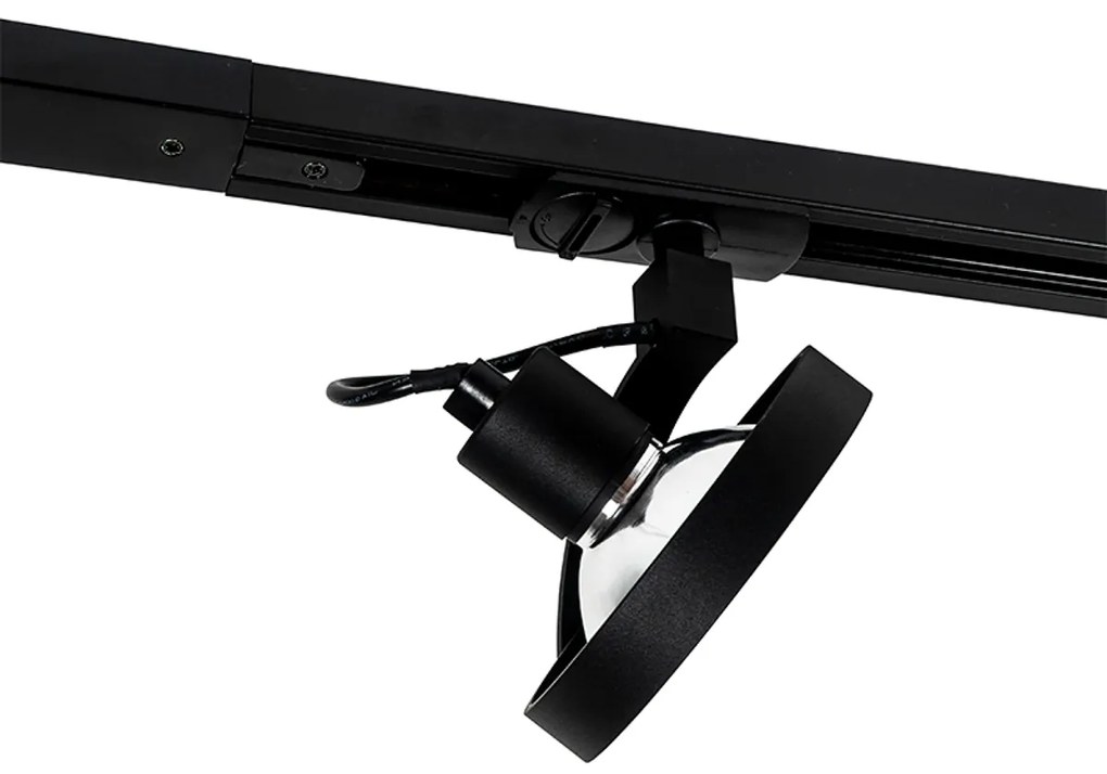 Релсова система с 5 прожектора черна 1-фазен - Go