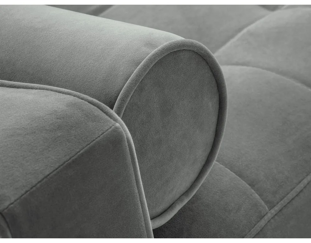 Светлосиво кадифено ъглово канапе, ляв ъгъл Santo - Milo Casa