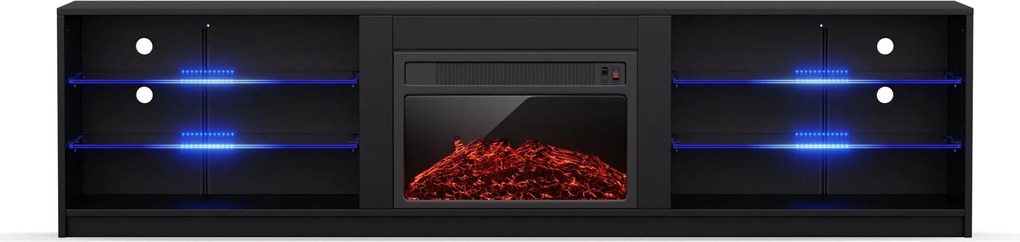 Blumfeldt Perth Medium Lowboard TV шкаф с електрическа камина, 160 x 40 x 30 cm, LED